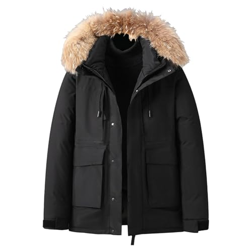 Veste d'hiver mi-longue homme parka chaude col fourrure capuche DGKaxiyaHM