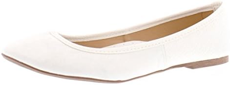 Gold Toe Women's Ermina Mixed Media Faux Suede and Snake Skin Round Toe Ballet Flat Comfort Dress Shoes White 8 US