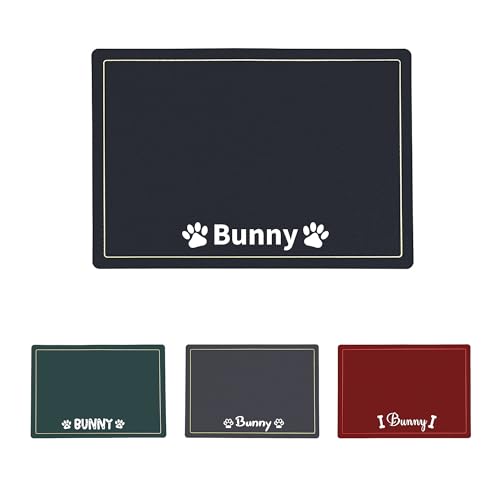 Personalized Dog Food Mat for Food and Water,BUGMKCS Customized Pet Food Mat with Name, Dog Splash Pad for Neater Feeding, Cat Bowl Mat for Floors Waterproof Backing, Pet Placemat Water Absorbent Mat