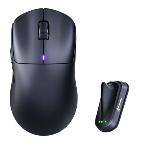 ATTACK SHARK F1 AIR Mouse Gaming Wireless 39g 8K PAW3955MAX, Nero A | Chip Nordic 54L15, 60K DPI, Mouse gaming ultraleggero 39 g, Doppio 8K Hz, 100 mln clic, BT/2,4G/cavo per eSport e gamer pro