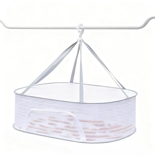 「DOGKING」 物干しネット 干し網 物干しネット ハンギングドライネット 折りたたみ式 平干しネット 巣型メッシュにデザイン通気性が良い 防風セルフロックフックが360°回転でき落ちにくいと平干し型崩れ防止 通気性 昆虫を防ぐ 折り畳み式 天日干し