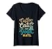Damen Kaffeekatzen und Yogamatten - Lustige Katzen und T-Shirt mit V-Ausschnitt