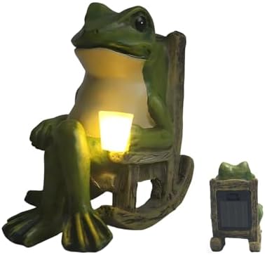 Solar Garden Frog Ornaments Outdoor, 3.9″ Resin Frog Figurine with Waterproof LED Lights, Cute Garden Decor for Yard, Balcony and Yard, Unique Gift from Solar Garden Frog Ornaments Outdoor, 3.9″ Resin Frog Figurine with Waterproof LED Lights, Cute Garden Decor for Yard, Balcony and Yard, Unique Gift from