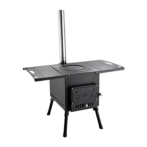 Estufa de Calefacción al Aire Libre Portátil,Estufa de Camping Plegable,Estufa de Leña Plegable Incluye Tubería de Acero Inoxidable de Chimenea,Material de Acero Laminado en Frío (Small) Cover
