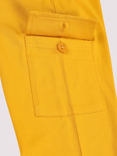 Image of KiddoPanti Boys Cotton Joggers | 100% Cotton Single Jersey | 2 Side Cargo Pockets with Flap | Elasticated Waist Band with Functional Drawcord | Soft & Breathable Track Pants