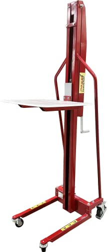 Pake Handling Tools - Winch Stacker, Manual Work Positioner Lift Truck - Steel Lightweight and Easily Maneuverable Lift with 220 lbs Capacity 59\" Lift Height