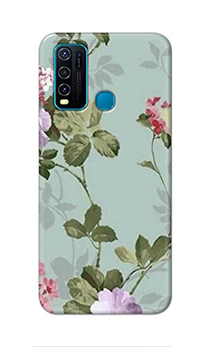 Image of Printed Hard Back Cover Case for Vivo Y30 Back Cover (Floral Painting) -702