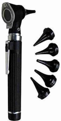 Dr. Care Mini Otoscope - Portable Ear Light and Exam Kit for Home and Professional Use - Fiber Optic Scope Ear Scope with Light, Ear Infection Detector - Pocket Diagnostic Equipment (Black)