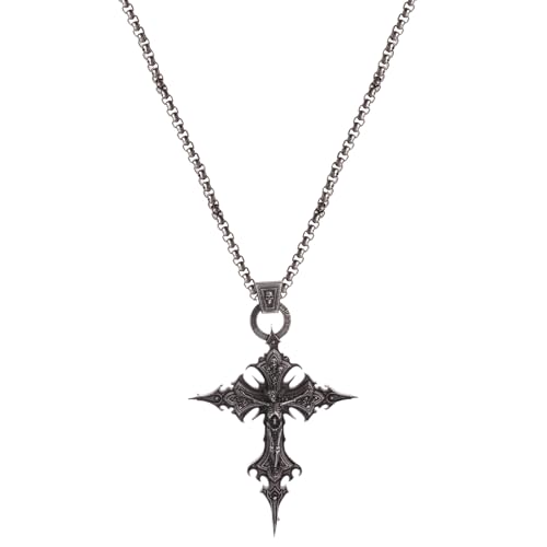 Cluksik Gothic Cross Necklace Dark Fashion Accessory for Alternative Style, Grunge Aesthetic Emo Jewelry Piece for Daily Wear Special Occasions, Goth Cross Necklace for Gothic Fashion Enthusiasts