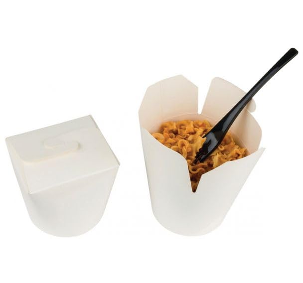 50 pots à pâtes ronds 960 ml en carton laqué blanc avec fermeture à rabats