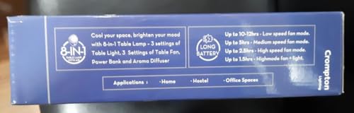 Image of Crompton Glowair Spark Table Lamp with Air Rechargeable | 8 in 1 settings | Built in Aroma Diffuser