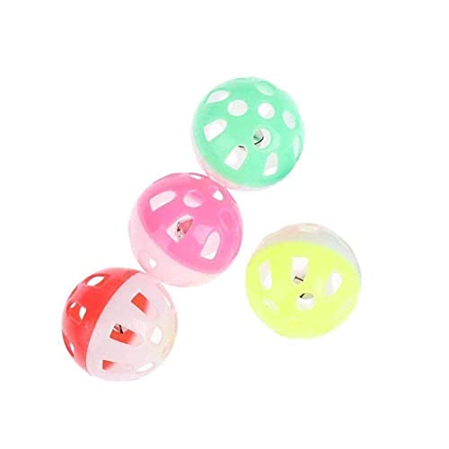 PetTeaser Bälle, Spielzeug mit Glöckchen, bunte Bälle, 4 Farben, zufällige Spielzeugbälle, 4 Stück