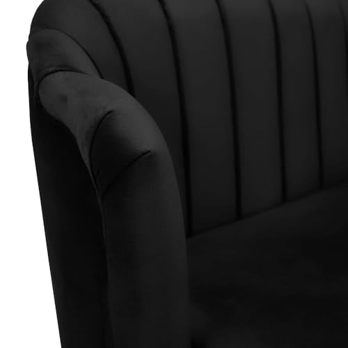 Sofa 2 Sitzer schwarz 150 cm - mit weicher Füllung, gesteppter Rückenlehne, mit goldenen Beinen, in Veloursstoff - Couch für Wohnzimmer, Gästezimmer, Wohnzimmer Möbel – Bild 5