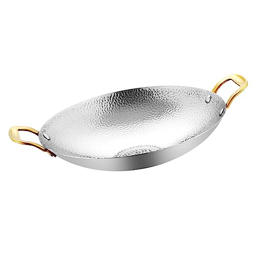 Amosfun Cacerola Inoxidable con Doble Asa Utensilio de Cocina para Gas y Electricidad para Servir Práctico y Duradero