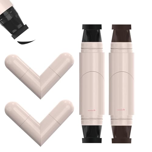 Zena Makeup Eyeliner Eyeliner Stamp for Winged Eyes Double Head Waterproof Liquid Eyeliner Stamp Pen Long Lasting Smudge Proof Easy Eye Makeup Tool for Beginners (Black+Brown)