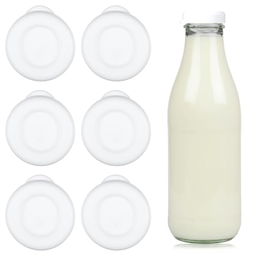 6PCS Silicone Glass Milk Bottle Caps, 48mm Diameter Silicone Glass