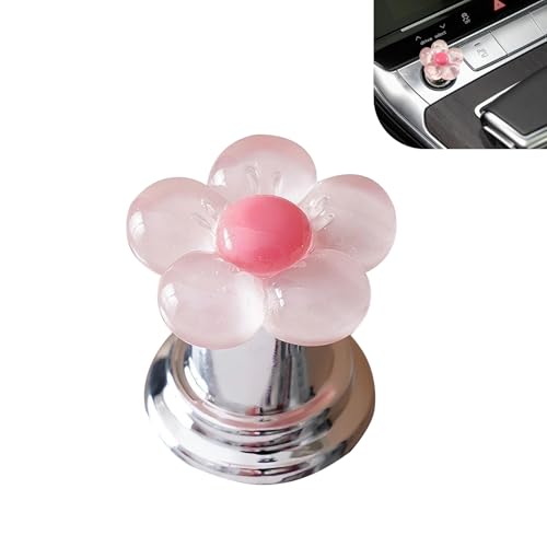 Zigeiya 1 PC Flower Push Start Button Cover, Cute Start to Stop Button Cover, Engine Ignition Starter Decoration Sticker, Universal for Cars, Trucks, SUVs, Sedans (Pink)