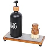 HTB Teak Instant Dry Sink Caddy Organizer, Water Absorbing Stone Tray Non-Slip Bathroom Quick Drying Tray- Teak, 9.2' L*3.7' W