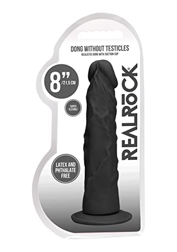 Shots Realrock Skin - 8'' / 20cm Dong Without Testicles - Black