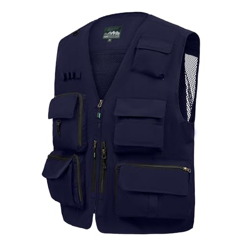 Image of AOTORR Mens Outdoor Work Safari Cargo Photo Travel Fishing Vests for Men with Multi-pockets