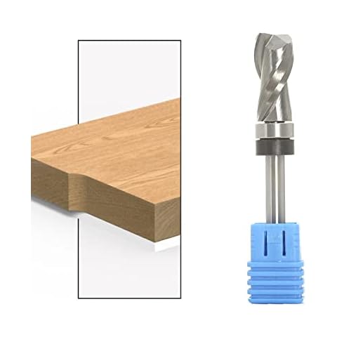 Sinoprotools Solid Carbide Spiral Flush Trim Router Bit, 1/4 Inch Shank Top Bearing Flush Trim Router Bits for Wood Standard Flush Trimming,Up-Cut 1/4"X1/2"X1-1/8"X2-3/4"(1 Bits) Cover