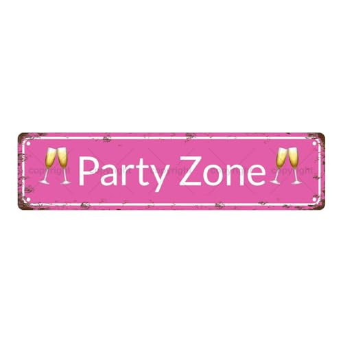 Party Zone - Plaque en métal vintage - Plaque de rue - Décoration d'intérieur, décoration de...