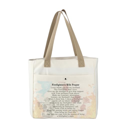 MBMSO Sacola de presente para bombeiros esposa presente bombeiro esposa presente de combate a incêndios para mulheres bolsa de oração para trabalho esposa praia, Bolsa Firefighters Wife, Large