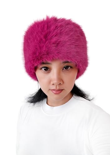 Lina & Lily Women's Winter Headband Head Ear Warmer Long Pile Faux Fur (Dark Pink)