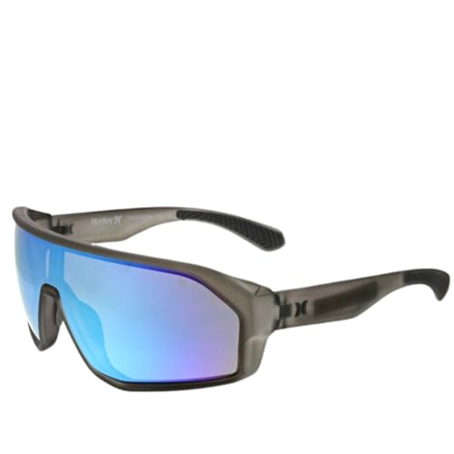 SCAR Shield Sunglasses for Men, Matte Black Frame, Ice Blue Revo Polarized TAC Lens with Mirror and Anti-Reflective Coating, UV400 Protection