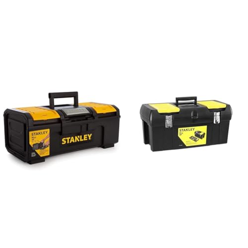 Stanley Werkzeugbox/Werkzeugkoffer Basic 1-79-216 & Werkzeugbox Millenium (16 Zoll, mit herausnehmbarer Ablage, zwei Organizern, Metallschließen, Kunststffgroff) 1-92-065