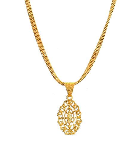 Image of Handicraft Kottage 1gm 22Ct Gold Plated chain with Pendant | latest & Stylish Celebrity Inspired Chain /Necklace /Jewellery Set /Fashion jewellery for Men, Women Boys Girls