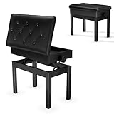 Clevich Klavierhocker Höhenverstellbar 48-58CM, Pianobank mit Stauraum, Klavierbank mit PU Lederkissen, Klavierstuhl Heavy Duty, Tastatur Piano Bench bis 150KG Belastbar, Schwarz