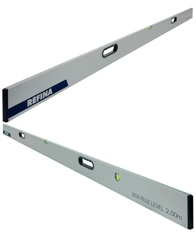 REFINA 67 (2.00m) Box Rule Level with 2 Handle Grips Horizontal & Vertical Spirit Level Vials - 100 x 18mm Slim Box Section Profile for Walls & Floors - Lightweight & Durable Aluminium Construction