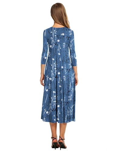 Image of HOTOUCH Women's 3 /4 Sleeve A-line and Flare Midi Long Dress