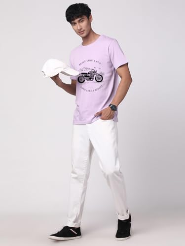 Image of ADRO Men's Royal Bike Design Printed 100% Cotton T-Shirt - Regular Fit, Printed T-Shirts for Men
