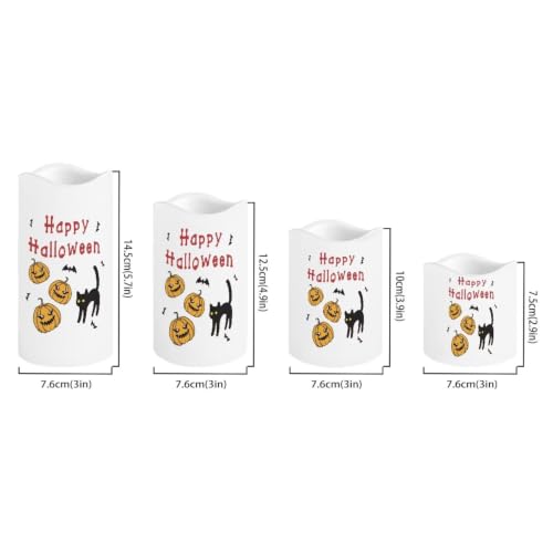 Image of Pumpkin Color Changing Flameless LED Candles Set of 4 | Battery Operated Fake Candles with Remote Control, Cat Flickering Flame Home Holiday Party Centerpiece Decor