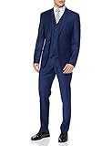 Roy Robson Traje Ajustado para Hombre, 3 Piezas, de Lana Virgen Mix Bi-Stretch Juego de Vestimenta, Azul Italiano, 94