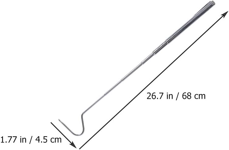 2Pcs Stainless Steel Retractable Snake Hook for Wild Catching | 71cm Size, Silver Finish, Comfortable to Hold Handle, Convenient Carrying, for Snake Enthusiasts and Reptile Enthusiasts
