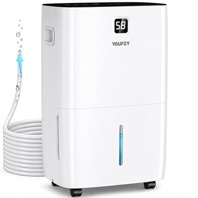 Yaufey 150 Pints Dehumidifier with Pump for Home, Basement and Large Room up to 8000 Sq. Ft., With Drain Hose, Timer, Intelligent Humidity Control and Large Water Tank