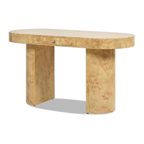 Jennifer Taylor Home Jesse 55.5" Single Drawer Storage Burl Wood PC Computer Home Office Bedroom Modern Work Study Desk Table Cover