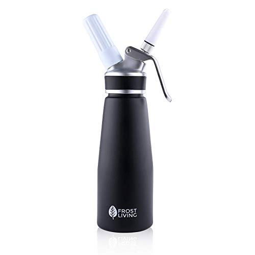 PROFESSIONAL WHIPPED CREAM DISPENSER - Aluminum Whipper Canister with 2 Nitrous (NOS) Cartridge Holders and three decorating tips - Homemade Whip Cream Maker