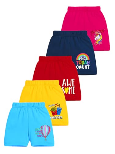 Image of Kuchipoo Girls Regular Fit Cotton Shorts - Pack of 5