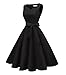 Girstunm 1950s Dresses for Women Sleeveless Audrey Hepburn Tea Party Swing Dress Retro Cocktail Dress with Pockets Black Large