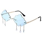 NULOOQ Rimless Cloud Sunglasses, Festival Glasses for Women Men Party Prom Cosplay Eyewear (Cloud Gold Blue)