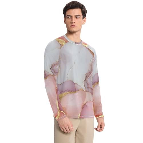 Marble White Blush Men's Rash Guard Quick Drying Loose UV Sun Protection Shirts Hiking3
