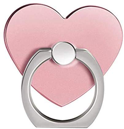 MuStone Anneau de support pour téléphone portable, anneau en forme de cœur, support en métal rotatif à 360° pour smartphones, iPhone, Samsung (or rose) Cover