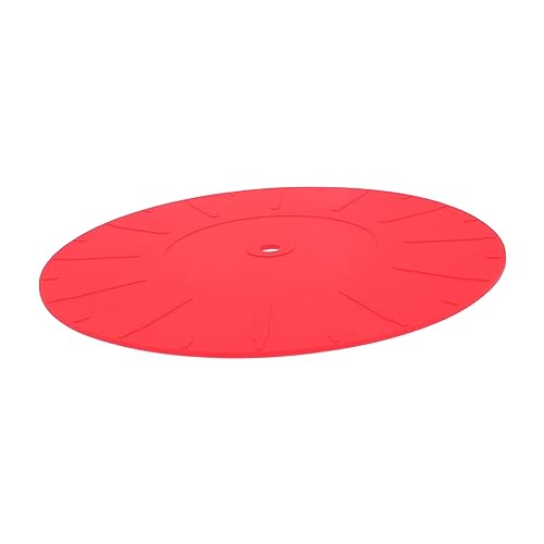 OFFSCH 17cm Record Player Slipmat - Turntable Mat Disc Protective Pad for Vinyl Records Silicone Platter Cover for Phonograph Noise Reduction Anti-slip Red
