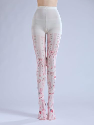 Image of Sahabowi Women's Sheer Tights, Digital Print Designs Stockings