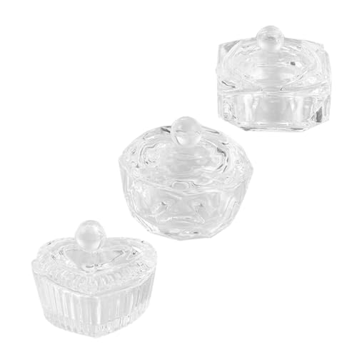 3 vasos de cristal para polvo de uñas con tapa miniatura 1