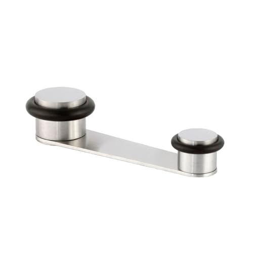 EVI Herrajes | Tope para Puerta - Retenedor Giratorio | Hueco Útil 50 mm de Grosor | Acero Inoxidable Acabado Mate - Goma Negra | Incluye Tornillo + Taco | Mod. I-164RAM